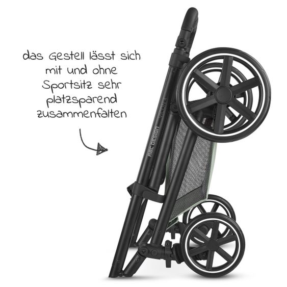 ABC Design 3in1 Kinderwagen-Set Vicon 4 - inkl. Babywanne, Autositz Tulip, Sportsitz und Zubehörpaket - Classic Edition - Pine