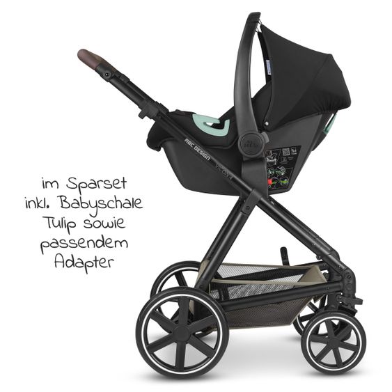 ABC Design Set passeggino 3in1 Vicon 4 - incluso navicella, seggiolino auto Tulip, seggiolino sportivo e pacchetto accessori - Classic Edition - Reed