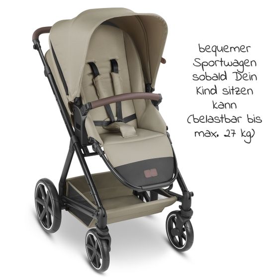 ABC Design Set passeggino 3in1 Vicon 4 - incluso navicella, seggiolino auto Tulip, seggiolino sportivo e pacchetto accessori - Classic Edition - Reed