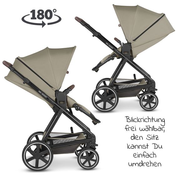 ABC Design Set passeggino 3in1 Vicon 4 - incluso navicella, seggiolino auto Tulip, seggiolino sportivo e pacchetto accessori - Classic Edition - Reed