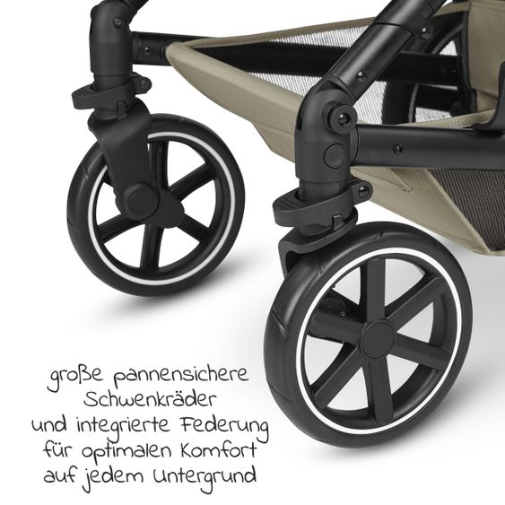 ABC Design Set passeggino 3in1 Vicon 4 - incluso navicella, seggiolino auto Tulip, seggiolino sportivo e pacchetto accessori - Classic Edition - Reed