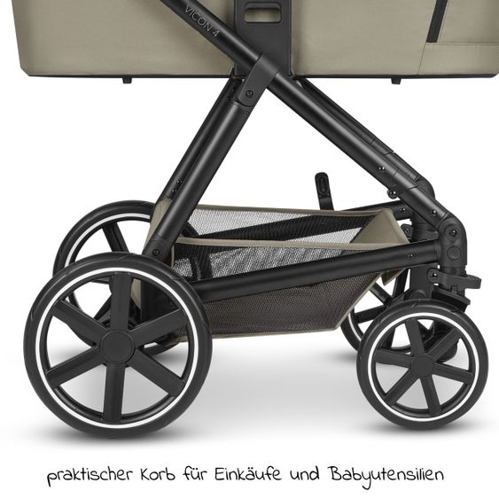 ABC Design Set passeggino 3in1 Vicon 4 - incluso navicella, seggiolino auto Tulip, seggiolino sportivo e pacchetto accessori - Classic Edition - Reed