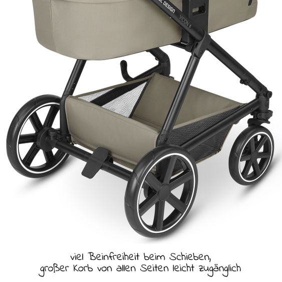 ABC Design Set passeggino 3in1 Vicon 4 - incluso navicella, seggiolino auto Tulip, seggiolino sportivo e pacchetto accessori - Classic Edition - Reed