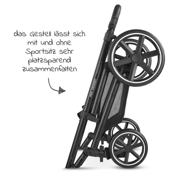 ABC Design Set passeggino 3in1 Vicon 4 - incluso navicella, seggiolino auto Tulip, seggiolino sportivo e pacchetto accessori - Classic Edition - Reed