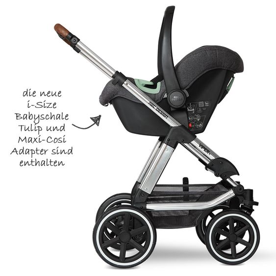 ABC Design 3in1 Kinderwagen-Set Viper 4 - Diamond Edition - inkl. Babyschale Tulip & XXL Zubehörpaket - Asphalt