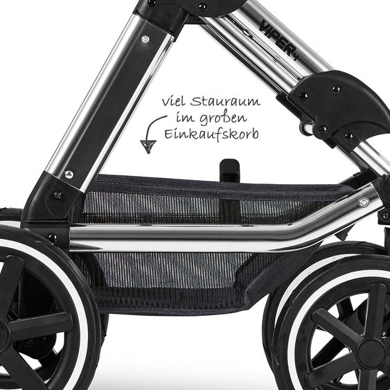 ABC Design 3in1 Kinderwagen-Set Viper 4 - Diamond Edition - inkl. Babyschale Tulip & XXL Zubehörpaket - Asphalt