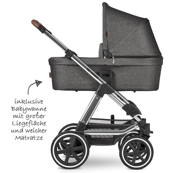 ABC Design 3in1 Kinderwagen-Set Viper 4 - Diamond Edition - inkl. Babyschale Tulip & XXL Zubehörpaket - Asphalt