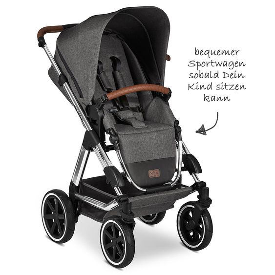 ABC Design 3in1 Kinderwagen-Set Viper 4 - Diamond Edition - inkl. Babyschale Tulip & XXL Zubehörpaket - Asphalt