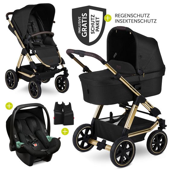 ABC Design 3in1 Kinderwagen-Set Viper 4 - Diamond Edition - inkl. Babyschale Tulip & XXL Zubehörpaket - Champagne