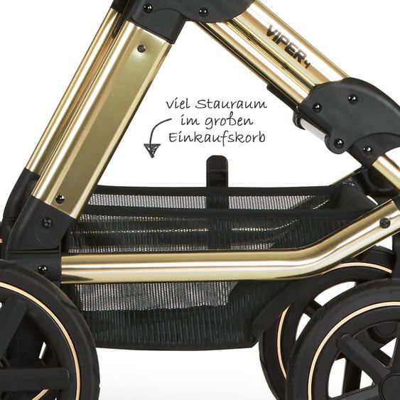 ABC Design 3in1 Kinderwagen-Set Viper 4 - Diamond Edition - inkl. Babyschale Tulip & XXL Zubehörpaket - Champagne