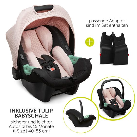 ABC Design 3in1 Kinderwagen-Set Viper 4 - Diamond Edition - inkl. Babyschale Tulip & XXL Zubehörpaket - Rose Gold