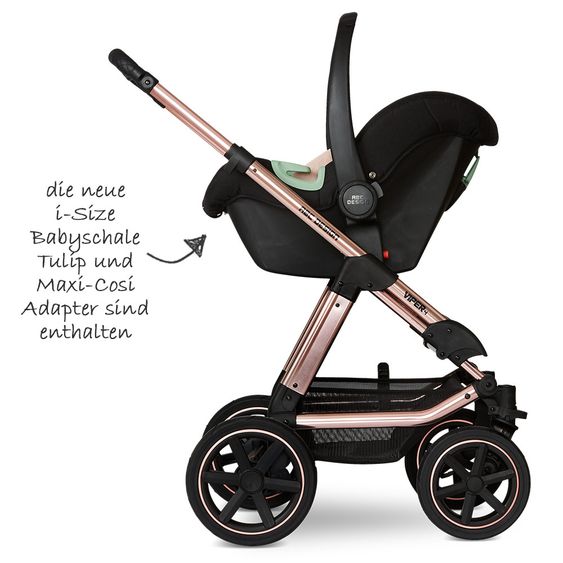 ABC Design 3in1 Kinderwagen-Set Viper 4 - Diamond Edition - inkl. Babyschale Tulip & XXL Zubehörpaket - Rose Gold