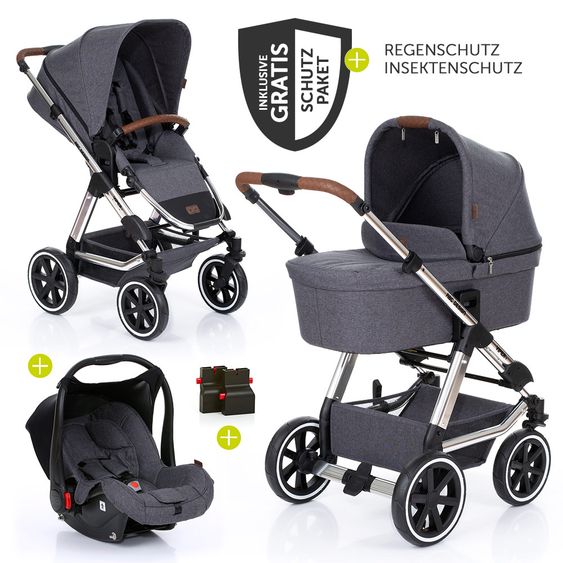ABC Design Set passeggino 3in1 Viper 4 - Diamond Special Edition - include navicella, marsupio e pacchetto accessori - Asfalto