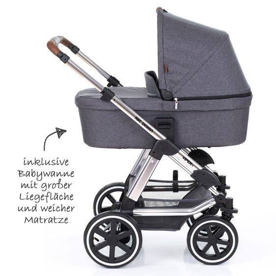 ABC Design Set passeggino 3in1 Viper 4 - Diamond Special Edition - include navicella, marsupio e pacchetto accessori - Asfalto
