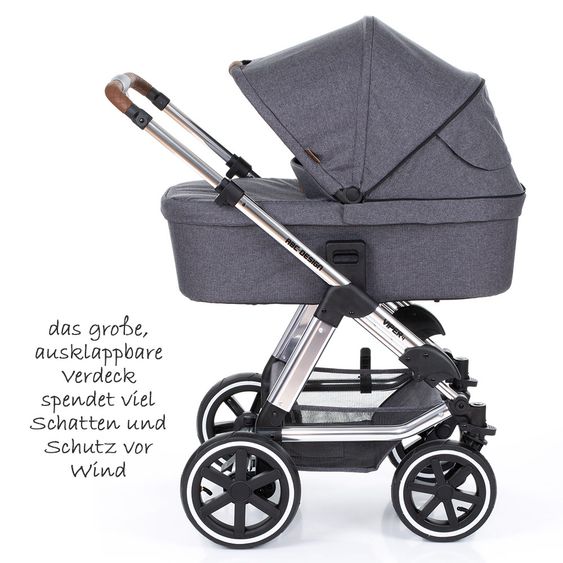 ABC Design Set passeggino 3in1 Viper 4 - Diamond Special Edition - include navicella, marsupio e pacchetto accessori - Asfalto