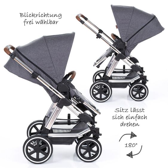 ABC Design Set passeggino 3in1 Viper 4 - Diamond Special Edition - include navicella, marsupio e pacchetto accessori - Asfalto