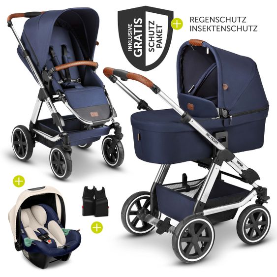 ABC Design 3in1 Kinderwagen-Set Viper 4 - inkl. Babyschale Tulip & XXL Zubehörpaket - Diamond Edition - Navy