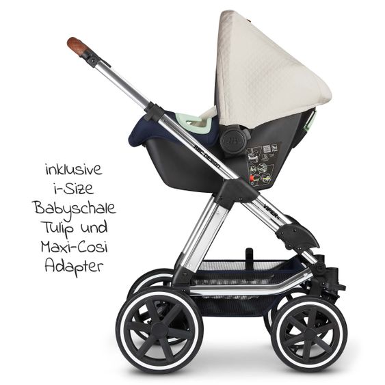ABC Design 3in1 Kinderwagen-Set Viper 4 - inkl. Babyschale Tulip & XXL Zubehörpaket - Diamond Edition - Navy