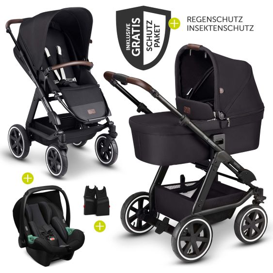 ABC Design 3in1 Kinderwagen-Set Viper 4 - inkl. Babyschale Tulip & XXL Zubehörpaket - Fashion Edition - Midnight