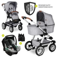 3in1 stroller set Viper 4 with pneumatic wheels - incl. infant carrier Tulip & XXL accessories package - Graphite Grey