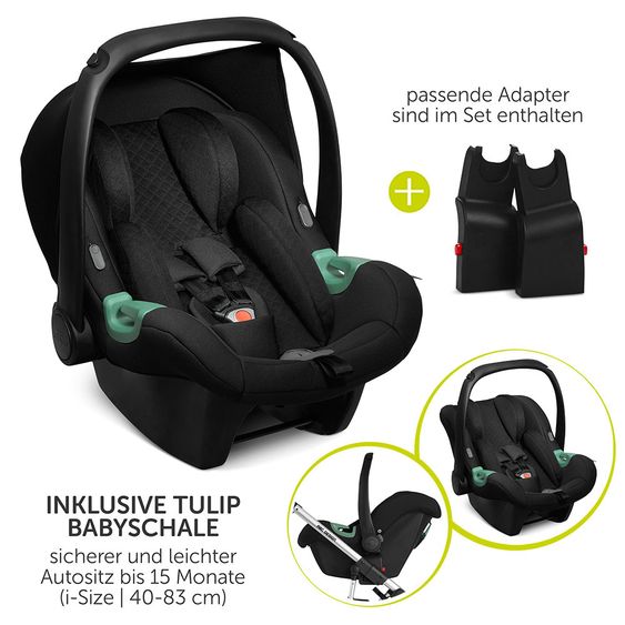 ABC Design 3in1 Kinderwagen-Set Viper 4 mit Lufträdern - inkl. Babyschale Tulip & XXL Zubehörpaket - Shadow