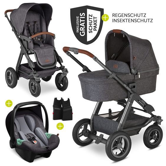 ABC Design 3in1 Kinderwagen-Set Viper 4 mit Lufträdern - inkl. Babyschale Tulip & XXL Zubehörpaket - Street