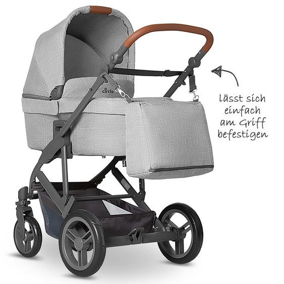 ABC Design 3in1 Catania 4 stroller set - incl. baby bath, car seat, changing bag & leg cover - Woven Grey