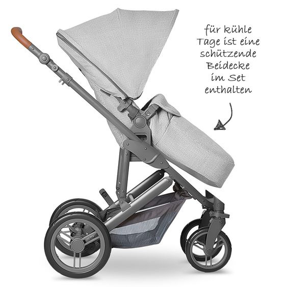 ABC Design 3in1 Catania 4 stroller set - incl. baby bath, car seat, changing bag & leg cover - Woven Grey