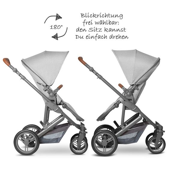 ABC Design 3in1 Catania 4 stroller set - incl. baby bath, car seat, changing bag & leg cover - Woven Grey
