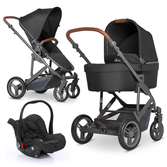 ABC Design 3in1 Kinderwagenset Catania 4 - inkl. Babywanne & Autositz - Woven Black