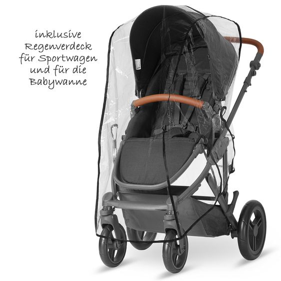 ABC Design 3in1 Kinderwagenset Catania 4 - inkl. Babywanne, Autositz & XXL Zubehörpaket - Woven Black