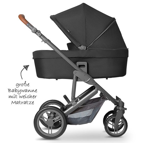 ABC Design 3in1 Kinderwagenset Catania 4 - inkl. Babywanne, Autositz & XXL Zubehörpaket - Woven Black