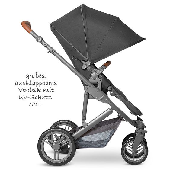 ABC Design 3in1 Kinderwagenset Catania 4 - inkl. Babywanne, Autositz & XXL Zubehörpaket - Woven Black