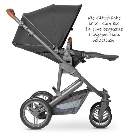 ABC Design 3in1 Kinderwagenset Catania 4 - inkl. Babywanne, Autositz & XXL Zubehörpaket - Woven Black