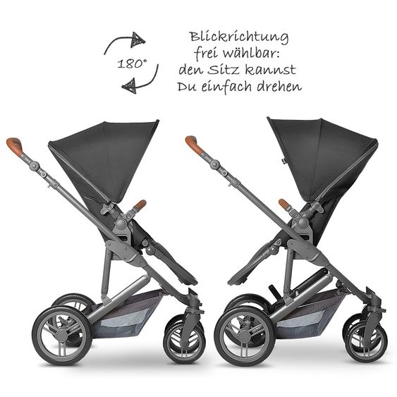ABC Design 3in1 Kinderwagenset Catania 4 - inkl. Babywanne, Autositz & XXL Zubehörpaket - Woven Black