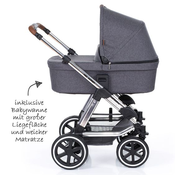 ABC Design 3in1 Kinderwagenset Condor 4 Air - Diamond Special Edition - inkl. Babywanne, Babyschale & Zubehörpaket - Asphalt