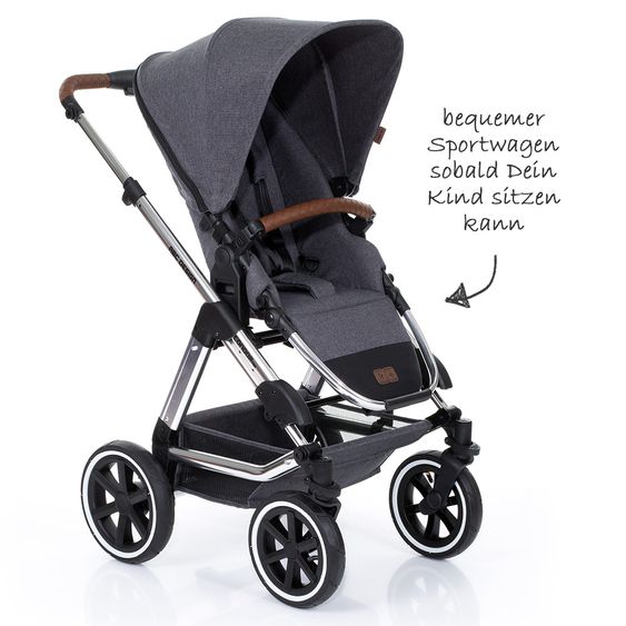 ABC Design 3in1 Kinderwagenset Condor 4 Air - Diamond Special Edition - inkl. Babywanne, Babyschale & Zubehörpaket - Asphalt