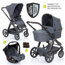 3in1 stroller set Condor 4 - incl. car seat, baby bath, sport seat, change color set Ice & accessories package - Mountain