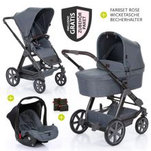 Set passeggino Condor 4 3in1 - incluso seggiolino auto, navicella, seggiolino sportivo, set di colori cambiabili e confezione di accessori - Mountain