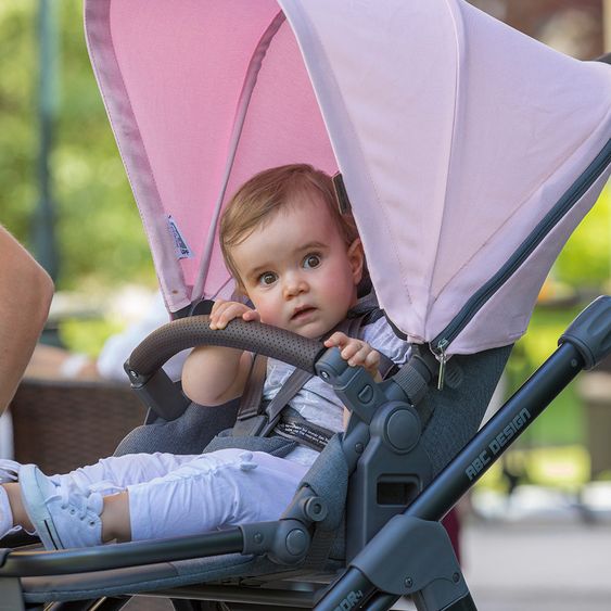 ABC Design 3in1 Kinderwagenset Condor 4 - inkl. Autositz, Babywanne, Sportsitz, Wechsel-Farbset Rose & Zubehörpaket - Mountain