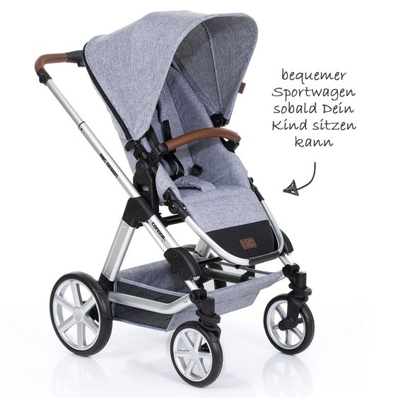 ABC Design 3in1 Kinderwagenset Condor 4 - inkl. Babywanne, Sportsitz, Babyschale & Zubehörpaket - Graphite Grey