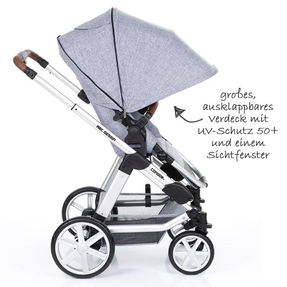 ABC Design 3in1 Kinderwagenset Condor 4 - inkl. Babywanne, Sportsitz, Babyschale & Zubehörpaket - Graphite Grey