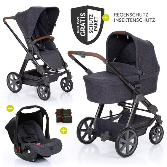 ABC Design Set passeggino Condor 4 3in1 - include navicella, seggiolino sportivo, marsupio e pacchetto accessori - Street