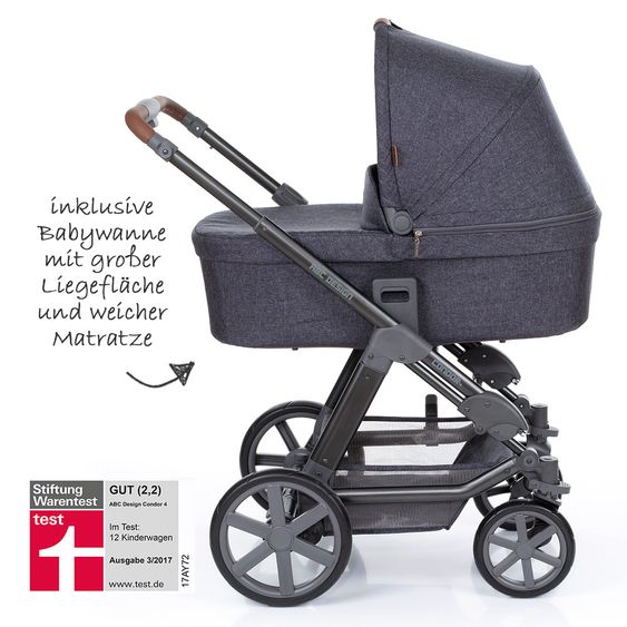 ABC Design Set passeggino Condor 4 3in1 - include navicella, seggiolino sportivo, marsupio e pacchetto accessori - Street