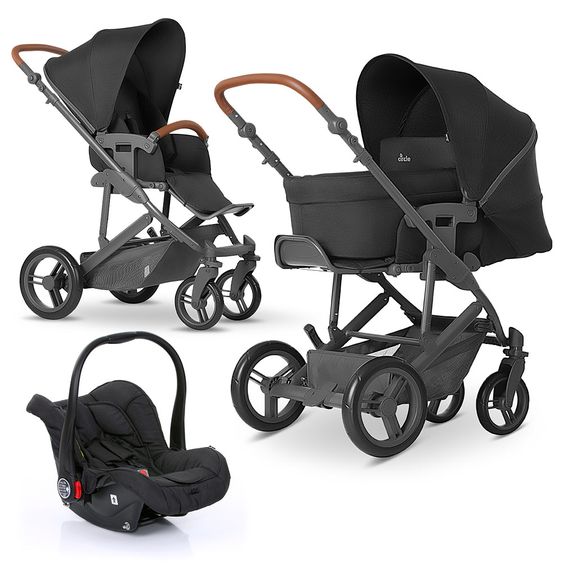ABC Design 3in1 stroller set Merano 4 - incl. baby bath & car seat - Woven Black