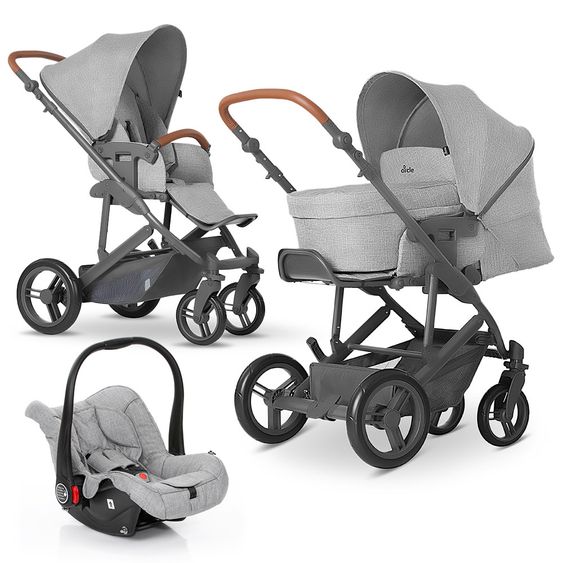 ABC Design 3in1 Kinderwagenset Merano 4 - inkl. Babywanne & Autositz - Woven Grey