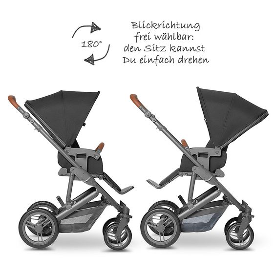 ABC Design 3in1 Kinderwagenset Merano 4 - inkl. Babywanne, Autositz & XXL Zubehörpaket - Woven Black