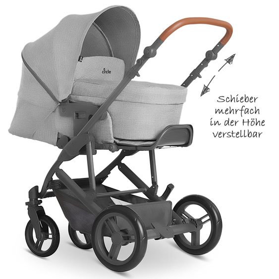ABC Design 3in1 Kinderwagenset Merano 4 - inkl. Babywanne, Autositz & XXL Zubehörpaket - Woven Grey