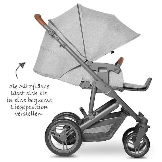 ABC Design 3in1 Kinderwagenset Merano 4 - inkl. Babywanne, Autositz & XXL Zubehörpaket - Woven Grey
