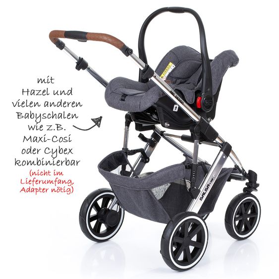 ABC Design 3in1 Kinderwagenset Salsa 4 Air - Diamond Special Edition - inkl. Babywanne, Babyschale & Zubehörpaket - Asphalt